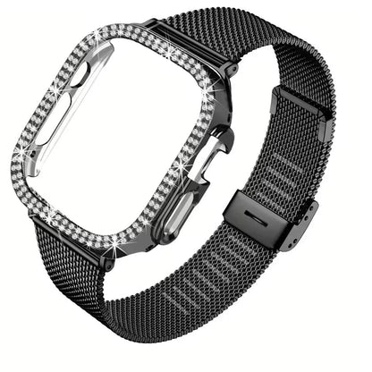 Women's Metal Strap+Case for Apple Watch Ultra Band 46mm 40mm 41mm 42mm Series 11/10/9/8/7/6/5/4