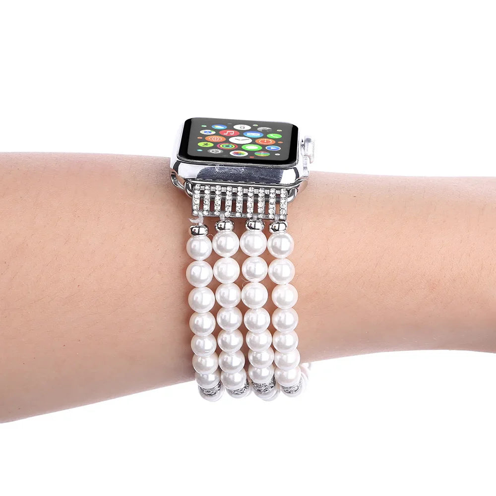 Women's Pearl Strap for Apple Watch Ultra2 Band 49mm 46mm 45mm 41mm 44mm 42mm 40mm Series 10/9/8/7/6/5/4/3/SE