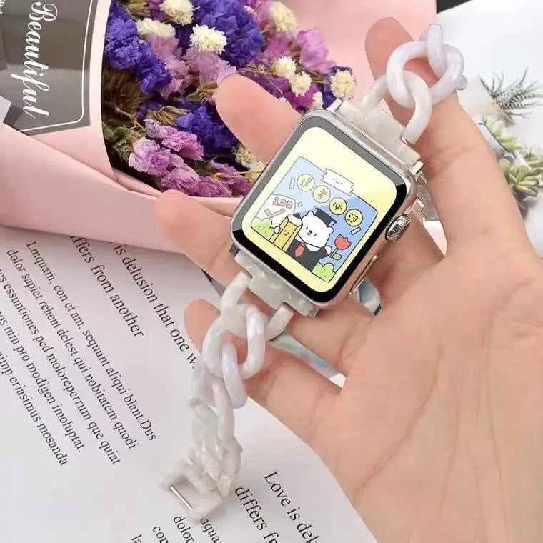 Women's Resin Link Bracelet for Apple Watch Band iWatch Series Ultra/9/8/7/6/5/4/3/SE