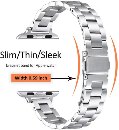 Women's Slim Stainless Steel Bracelet for Apple Watch Ultra2 Band 41mm 45mm 46mm 49mm 44mm 40mm 42mm Series 10/9/8/7/6/5/4/3/SE