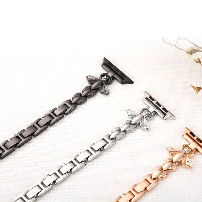 Women's Stainless Steel Diamond Bracelet for Apple Watch Band iWatch Series Ultra/10/9/8/7/6/5/4/3/SE