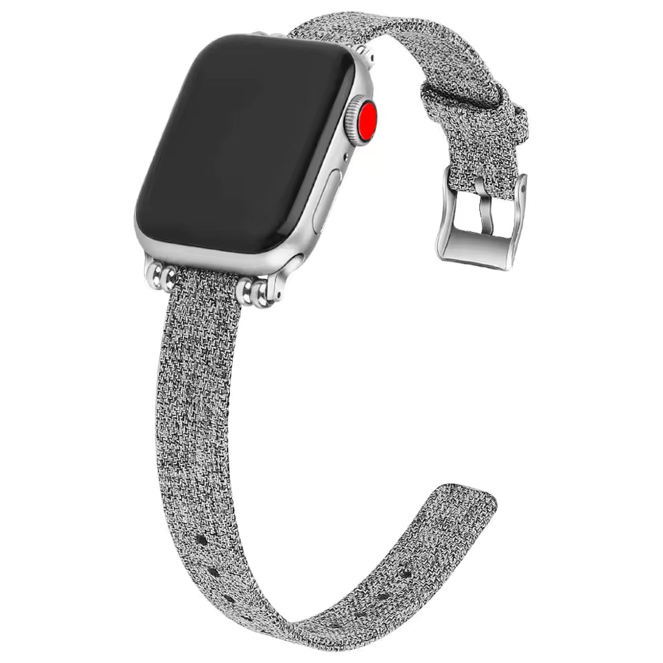 Women's Woven Nylon Canvas Slim Bracelet for Apple Watch Band iWatch Series Ultra/3/11/10/9/8/7/6/5/4/SE